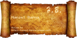 Hanzel Barna névjegykártya